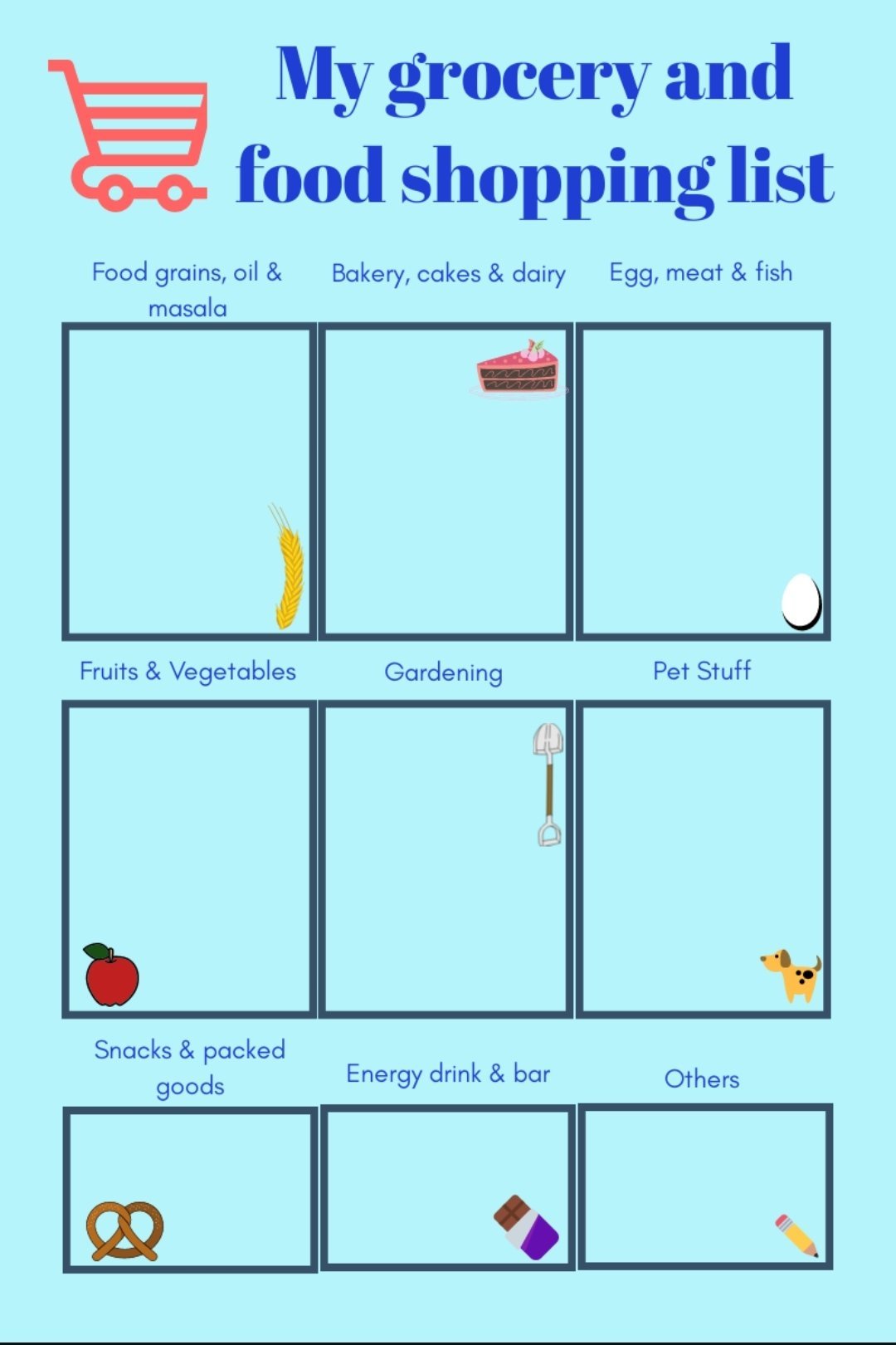 Grocery shopping list template